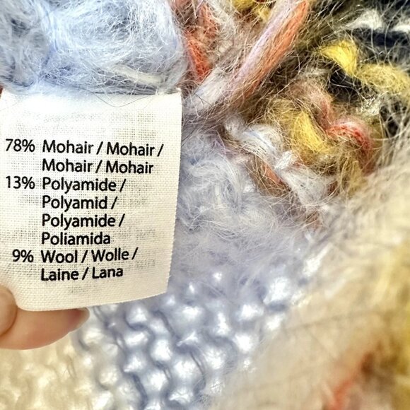 Maiami Mohair Wool Oversized Open Front Bomber Cardigan in Ivory Multi Size XS - Picture 10 of 10